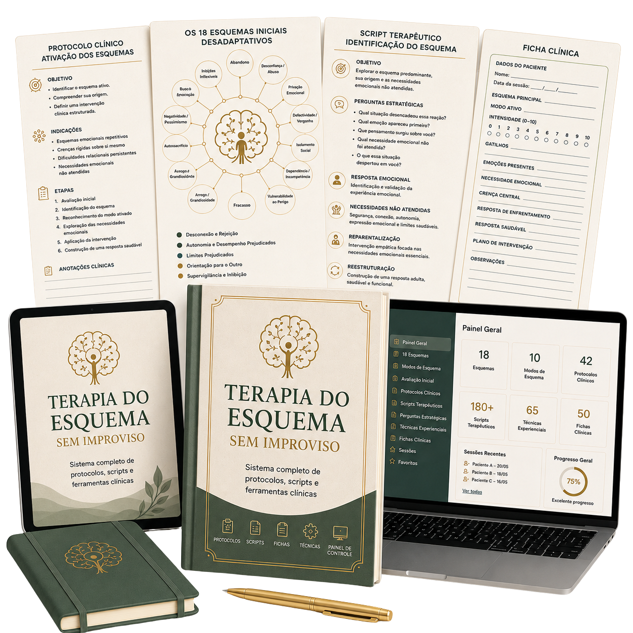 Terapia do Esquema Sem Improviso com livro, tablet, protocolos e fichas clínicas